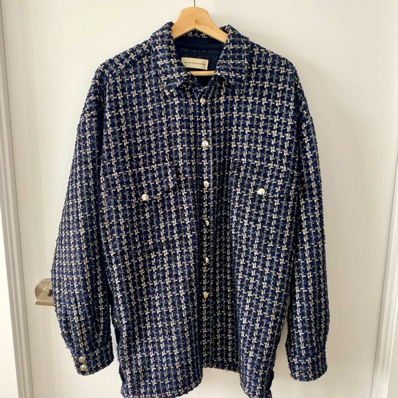 FAITH CONNEXION oversized houndstooth pattern shirt,authentic - Picture 2 of 8